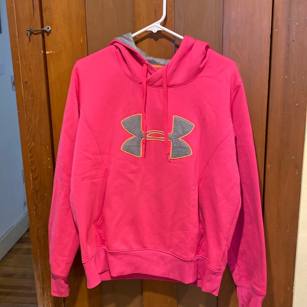 Women’s Under Armour Cold Gear Hot Pink Fleece Hoodie,Size L,Semi-Fitted